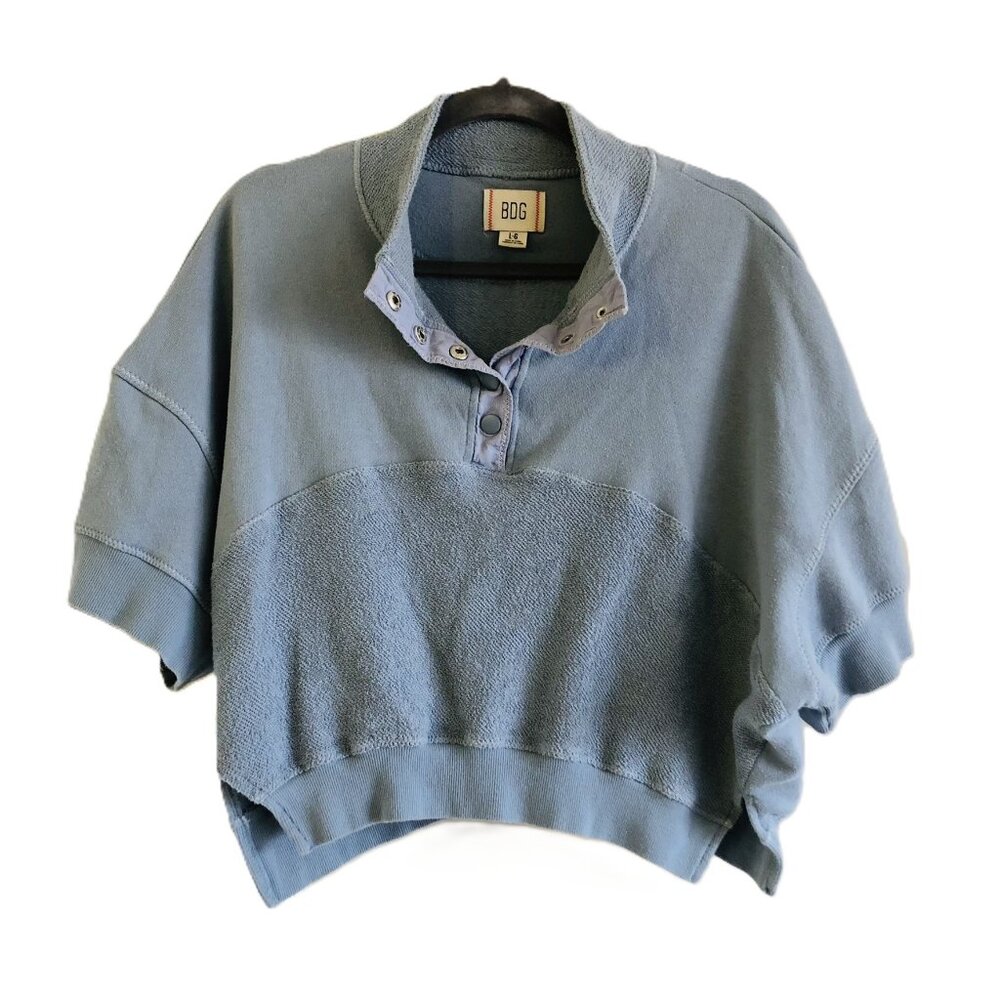 BDG Urban Outfitters Crop Top Mock Neck Snap Button Dolman Sleeve Size L